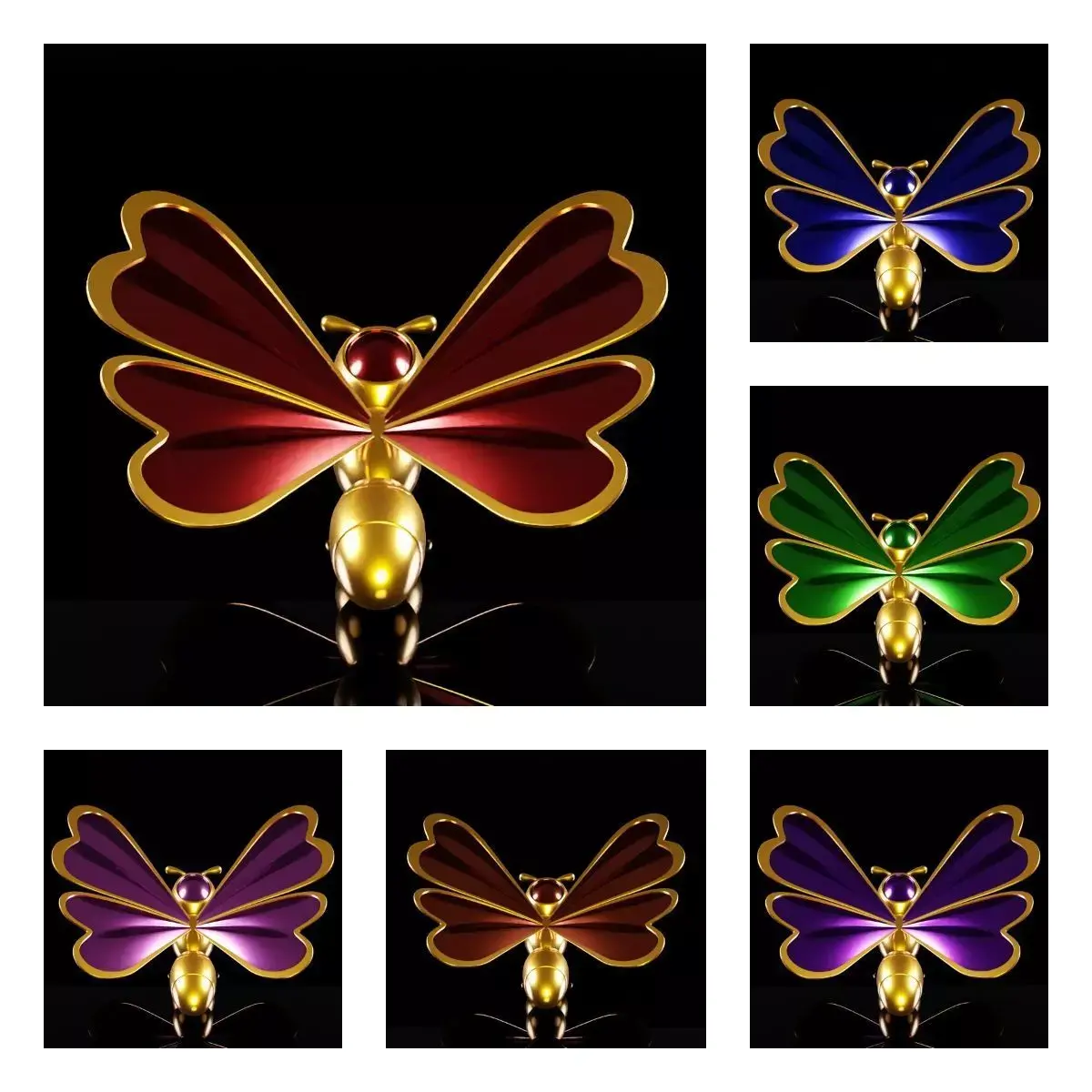Butterflys gems set 3D model 3D model