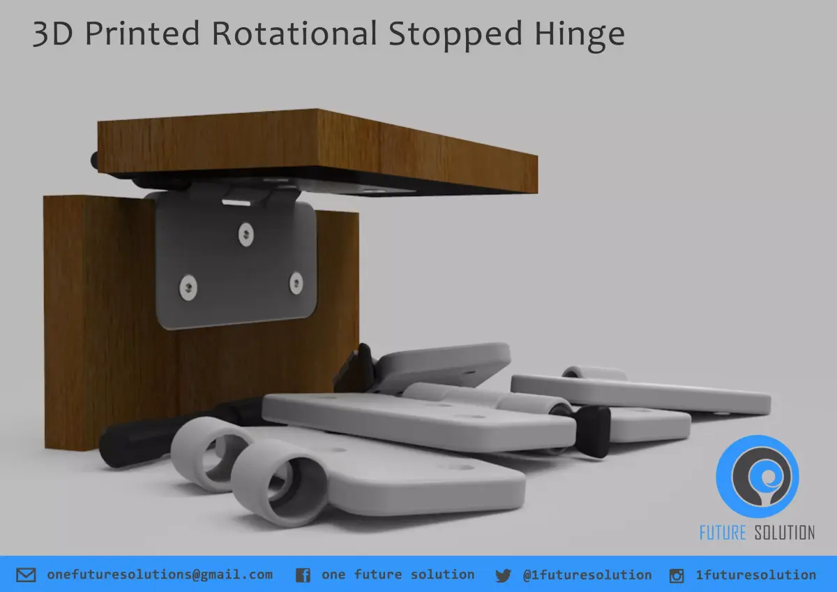 3D Printed Rotational Stopped Hinge Free 3D print model