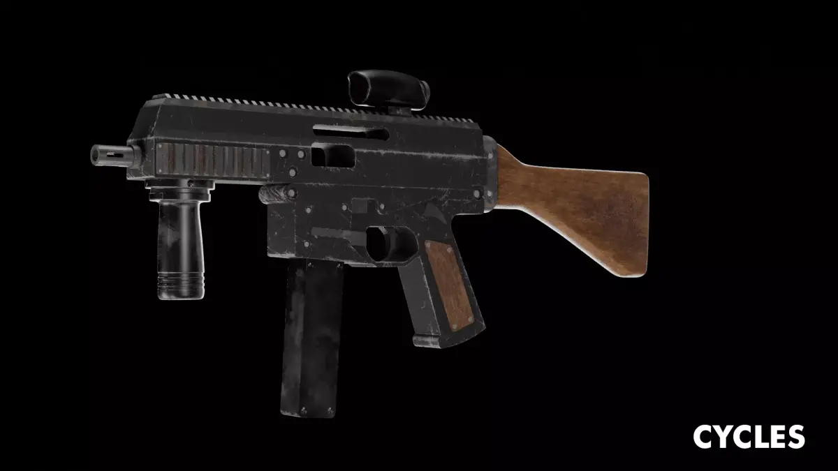 Realistic Weapon Low Poly - PBR Texture - Blender Cinema 4D Low-poly 3D model