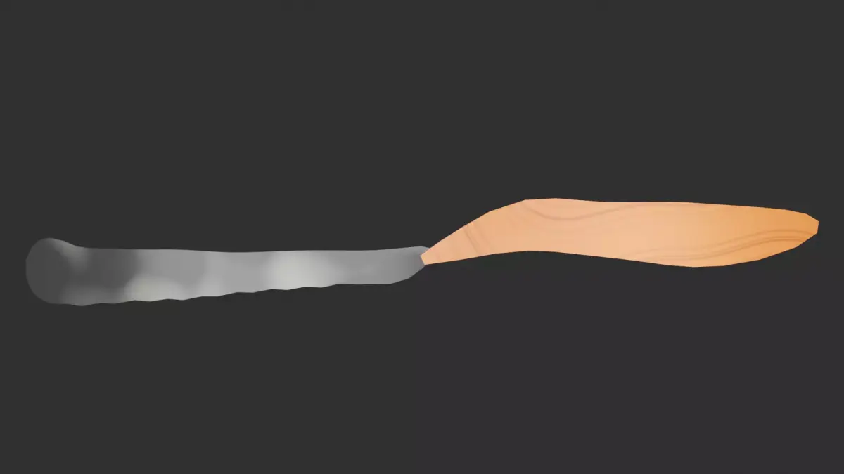 Dinner knife with wooden handle in real dimension Free low-poly 3D model