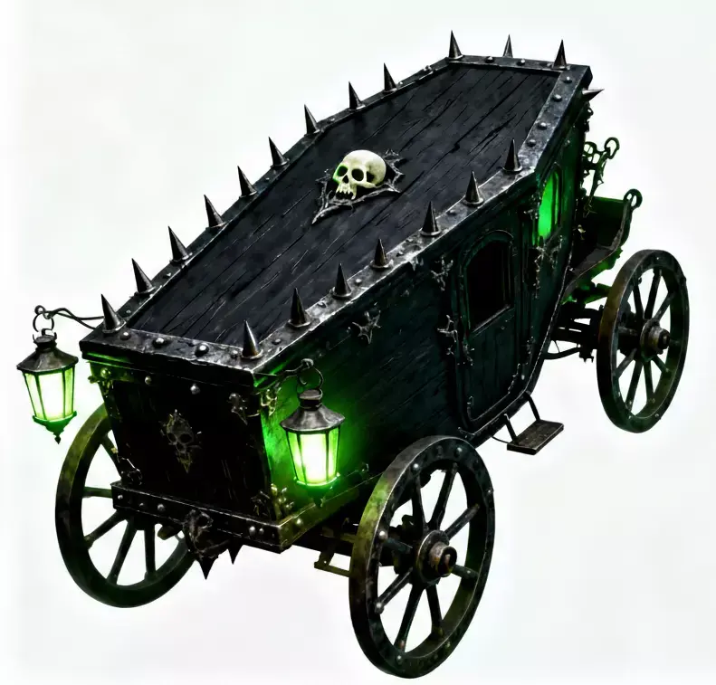 Soul Collector Gothic Hearse Carriage 3D Model Low-poly 3D model