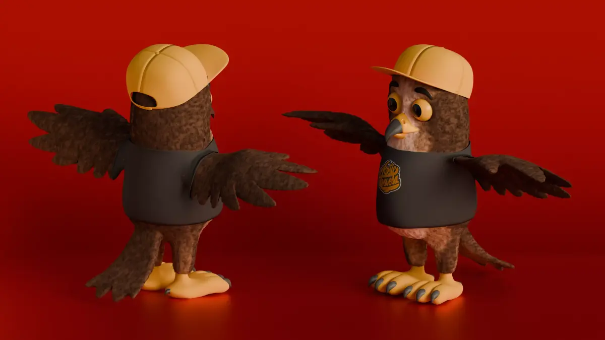 Streetwise Sparrow A 3D Cartoon Bird Character Low-poly 3D model