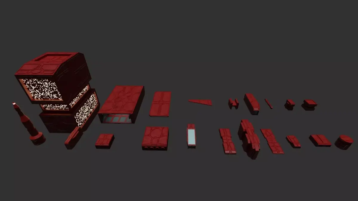 Scifi KitBash with Textures Free low-poly 3D model