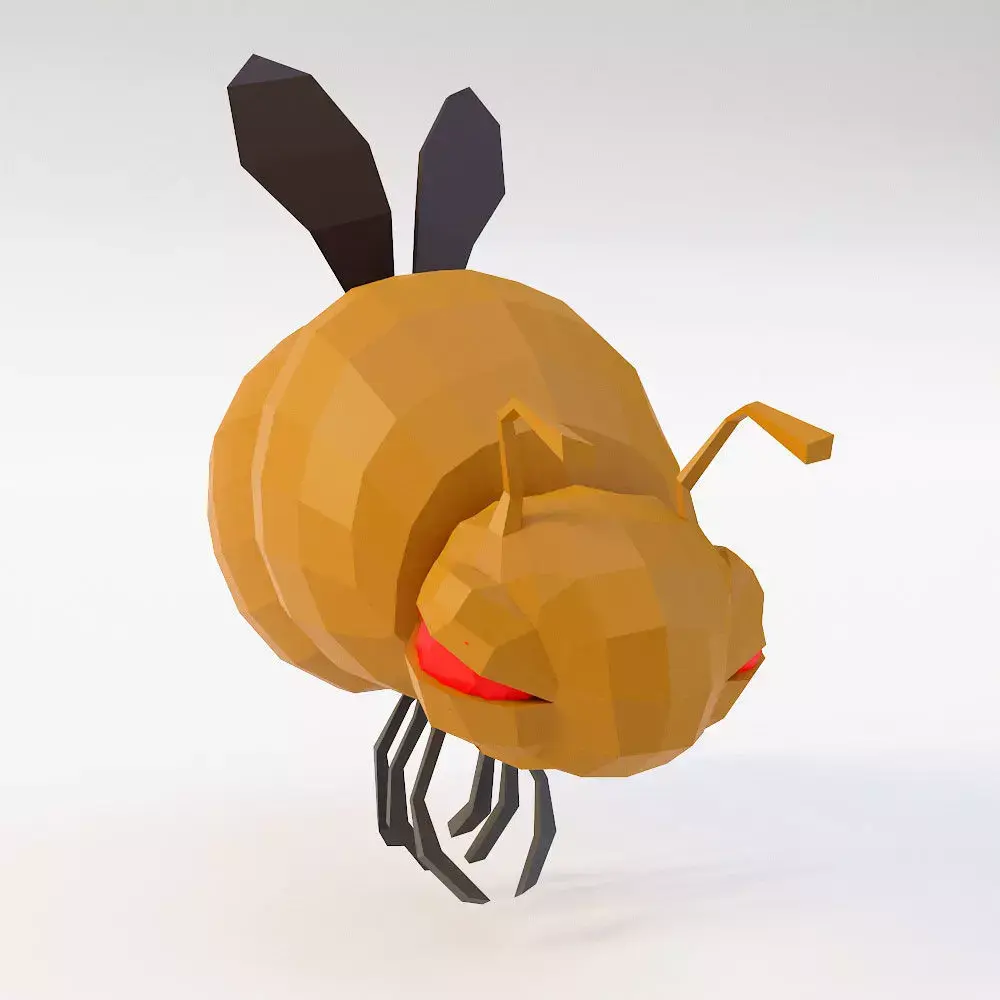 Bee cartoon 3d model  Low-poly 3D model