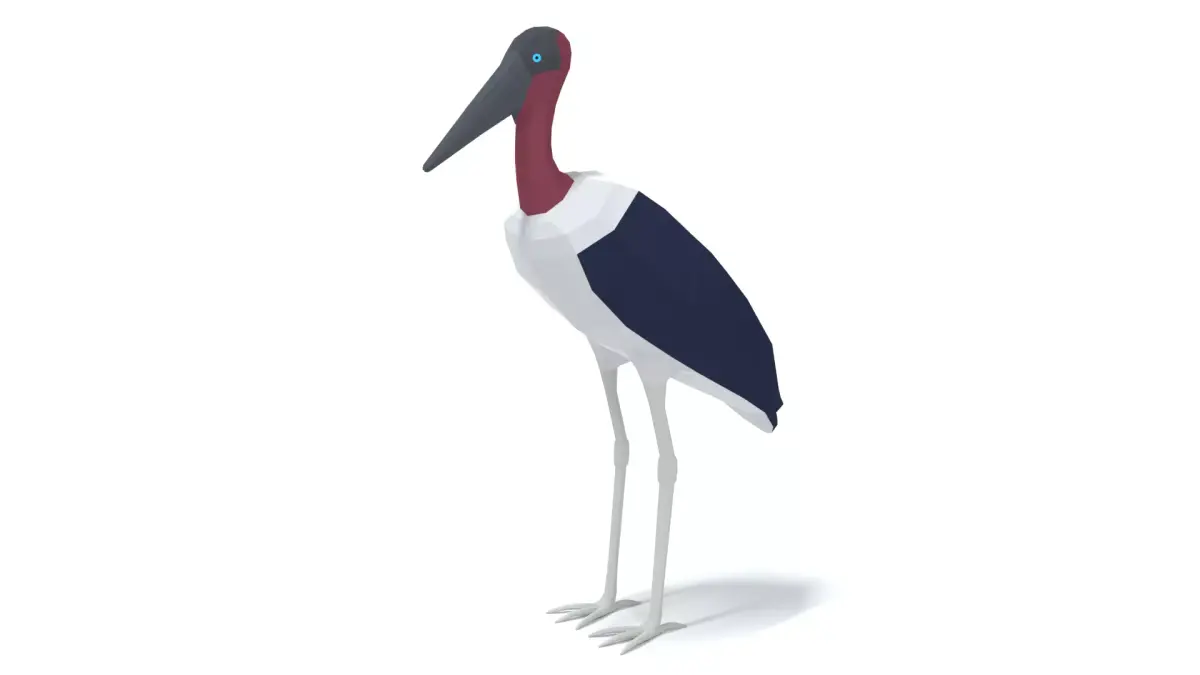 Low Poly Cartoon Marabou Stork Low-poly 3D model