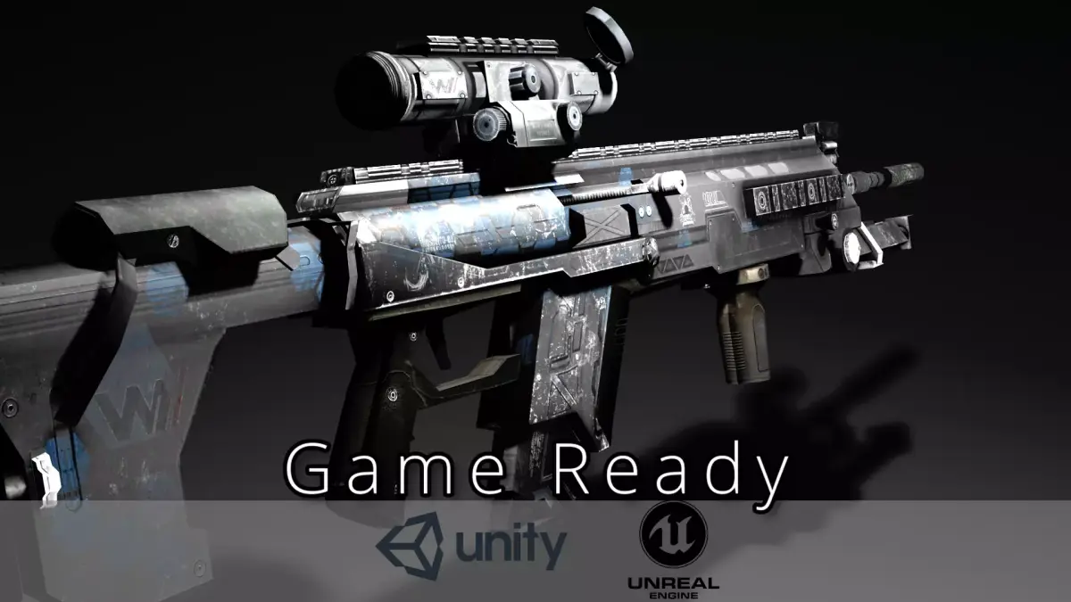 Sci-fi Sniper Rifle  Game Ready  - Longbow Low-poly 3D model
