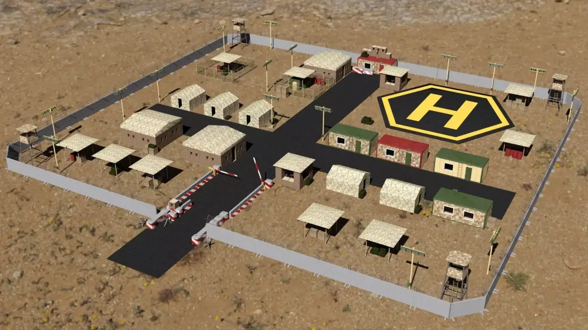 Modular Military Base Low-poly 3D model