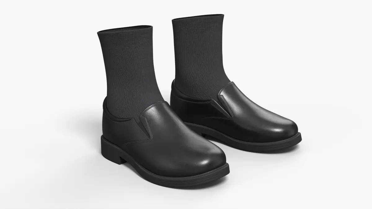 Boys Slip On Loafers with Socks Black 3D model