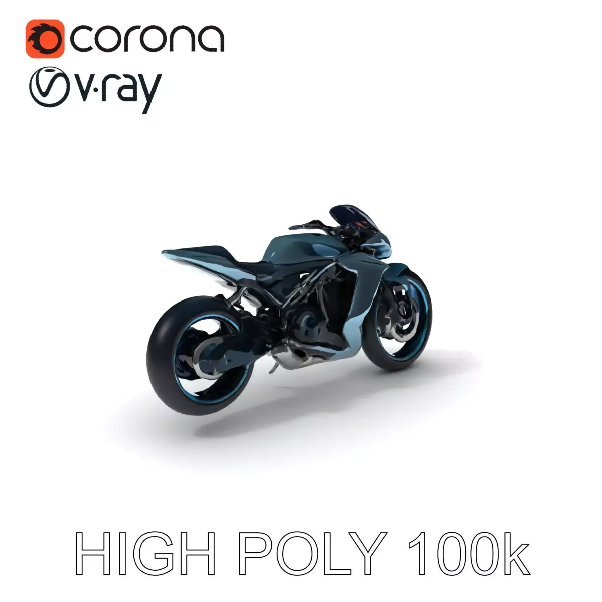 Futuristic Motorcycle Model Pack with High Detail Low-poly 3D model