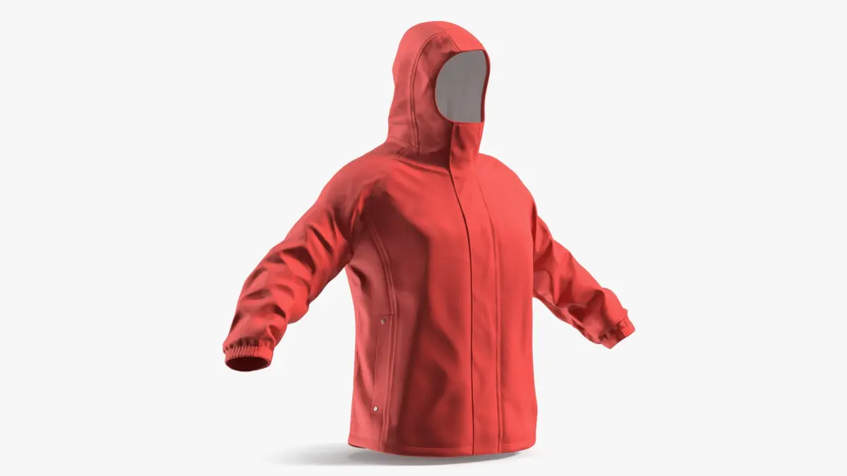Marine Waterproof Hooded Jacket Red 3D model