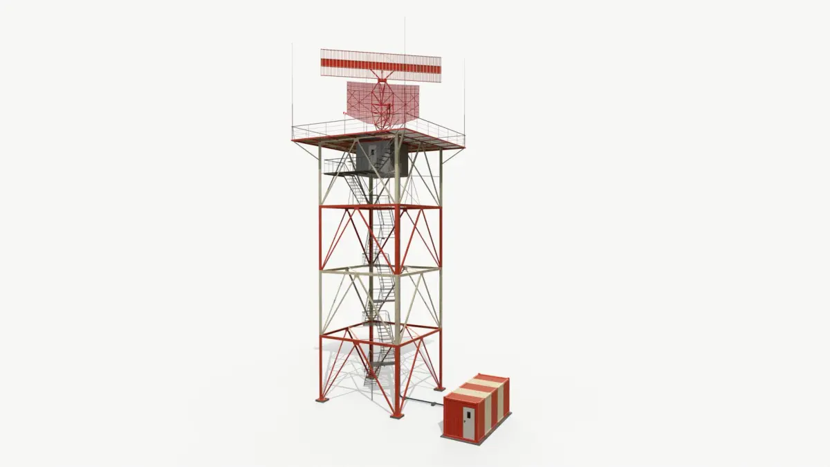 Airport Radar for Air Traffic Control Low Poly PBR 3D model