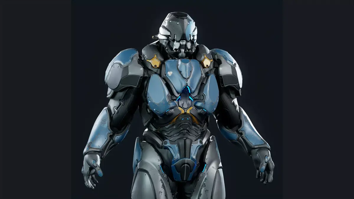 Sci-Fi Heavy Armored Soldier Character with PBR materials Low-poly 3D model