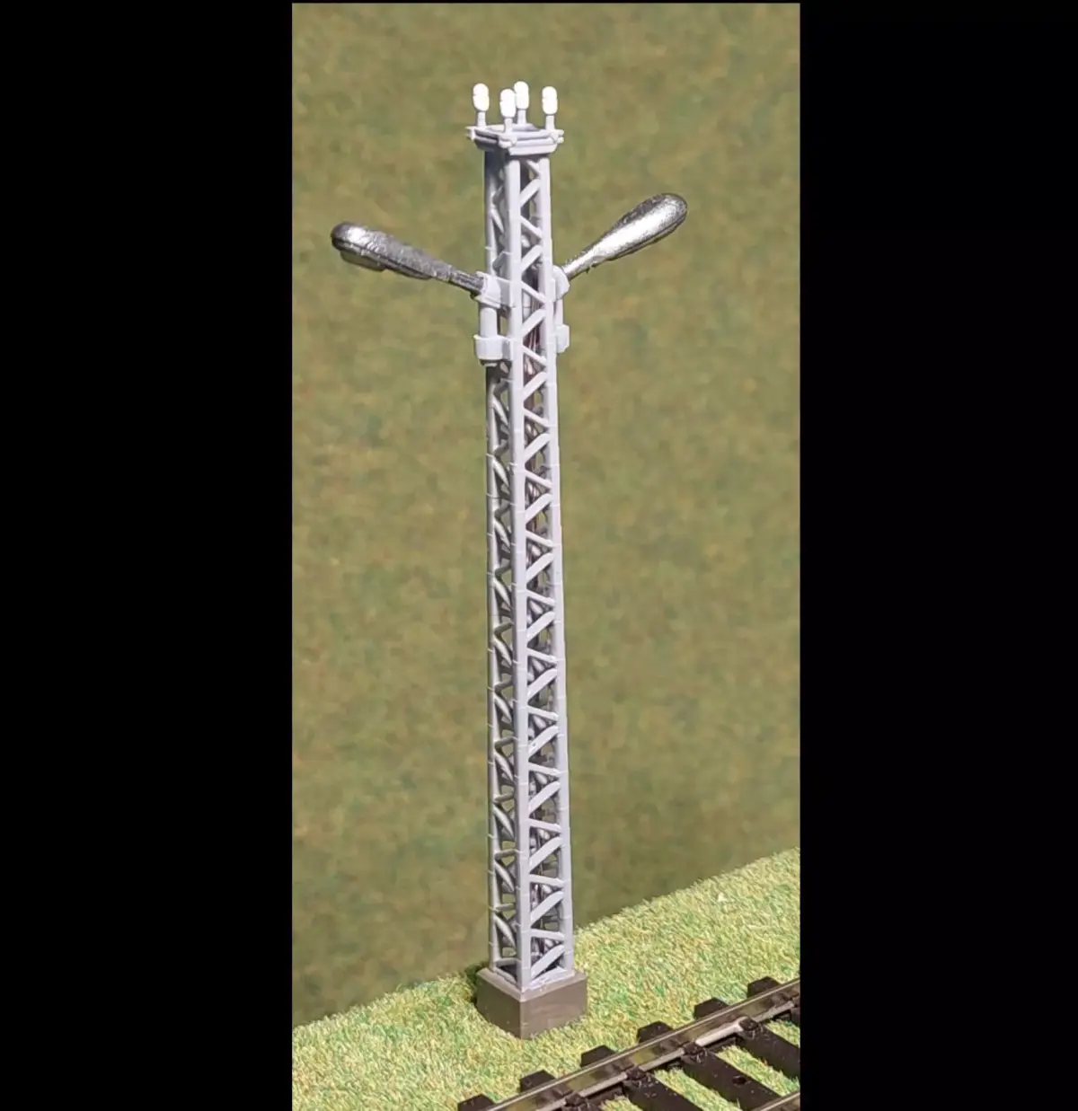 Openwork electric pole with two 180 degree lamps 1-87 resin 3D print model