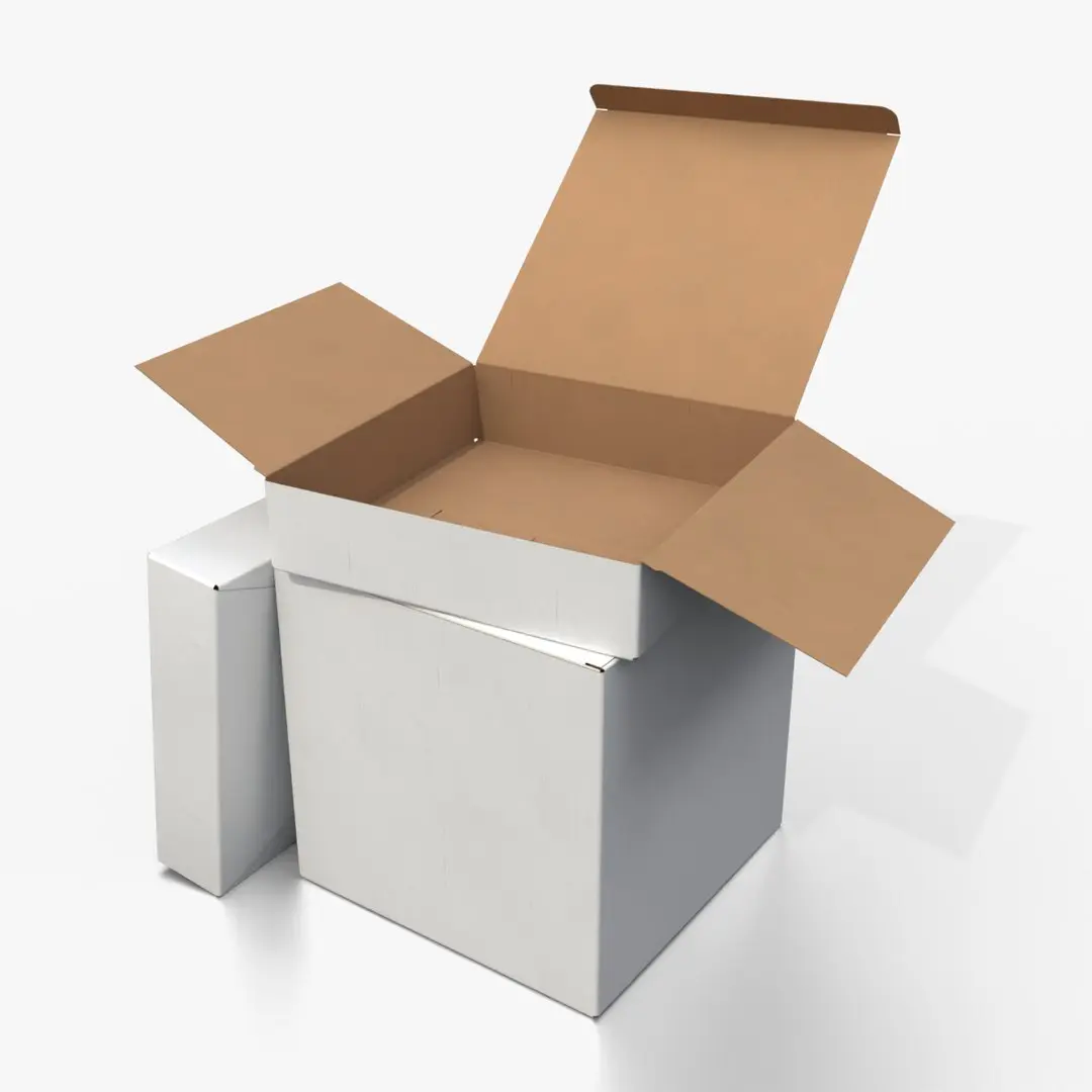 Tuck Top Boxes – White Cube and Flat Set 3D model