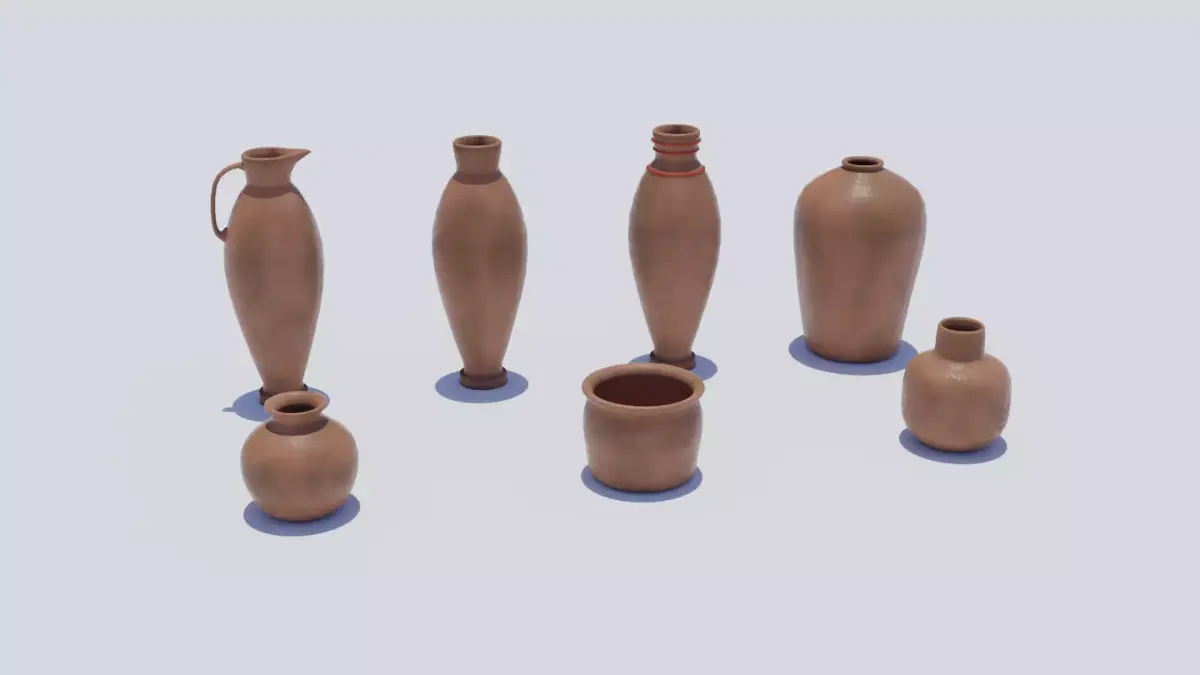 Clay Pots - Low Poly PBR Low-poly 3D model