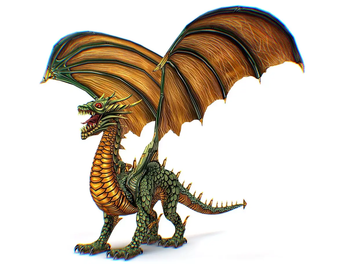 Green Dragon Creature Cartoon Style Low-poly 3D model