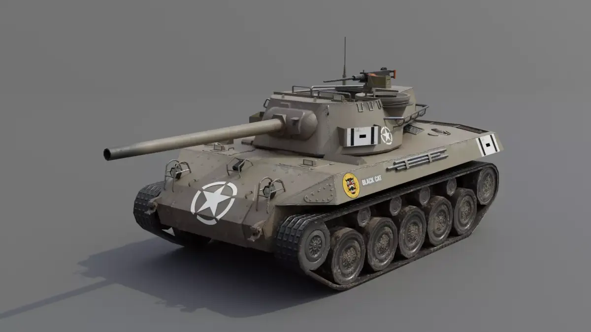 M18 Black Cat Tank Destroyer Low-poly 3D model