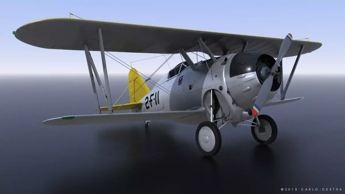 F2F-1 USS Lexington CV-2 1940 Low-poly 3D model