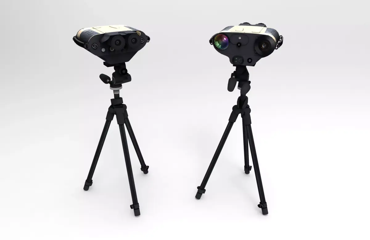 Binacular E pair of telescopes on tripods Low-poly 3D model