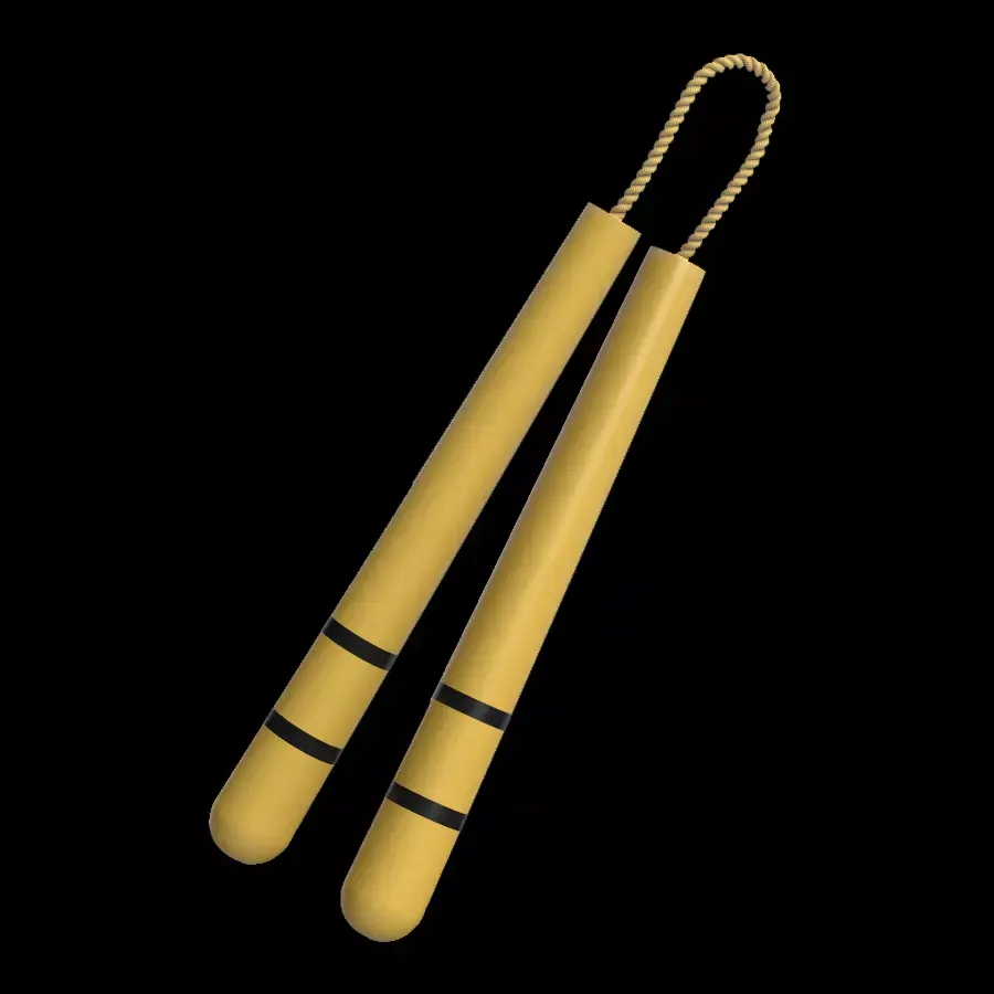 Nunchaku in yellow Low-poly 3D model