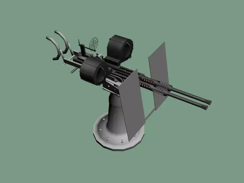 Oerlikon 20mm twin anti-aircraft gun - WWII  3D model