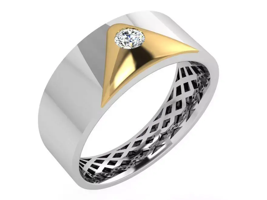 Diamond Ring With Triangular Part 4418 3D print model