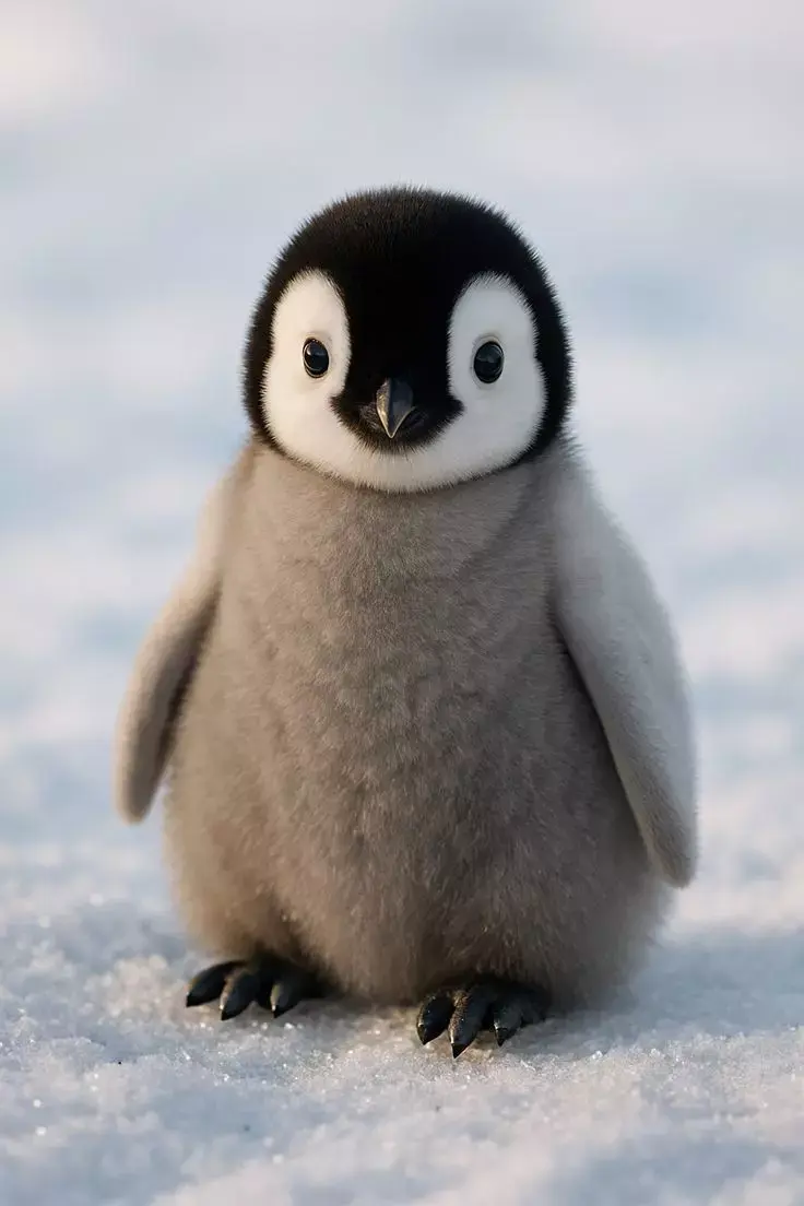 Adorable Baby Penguin Lowpoly Fluffy Chick Big Eyes Snow Low-poly 3D model