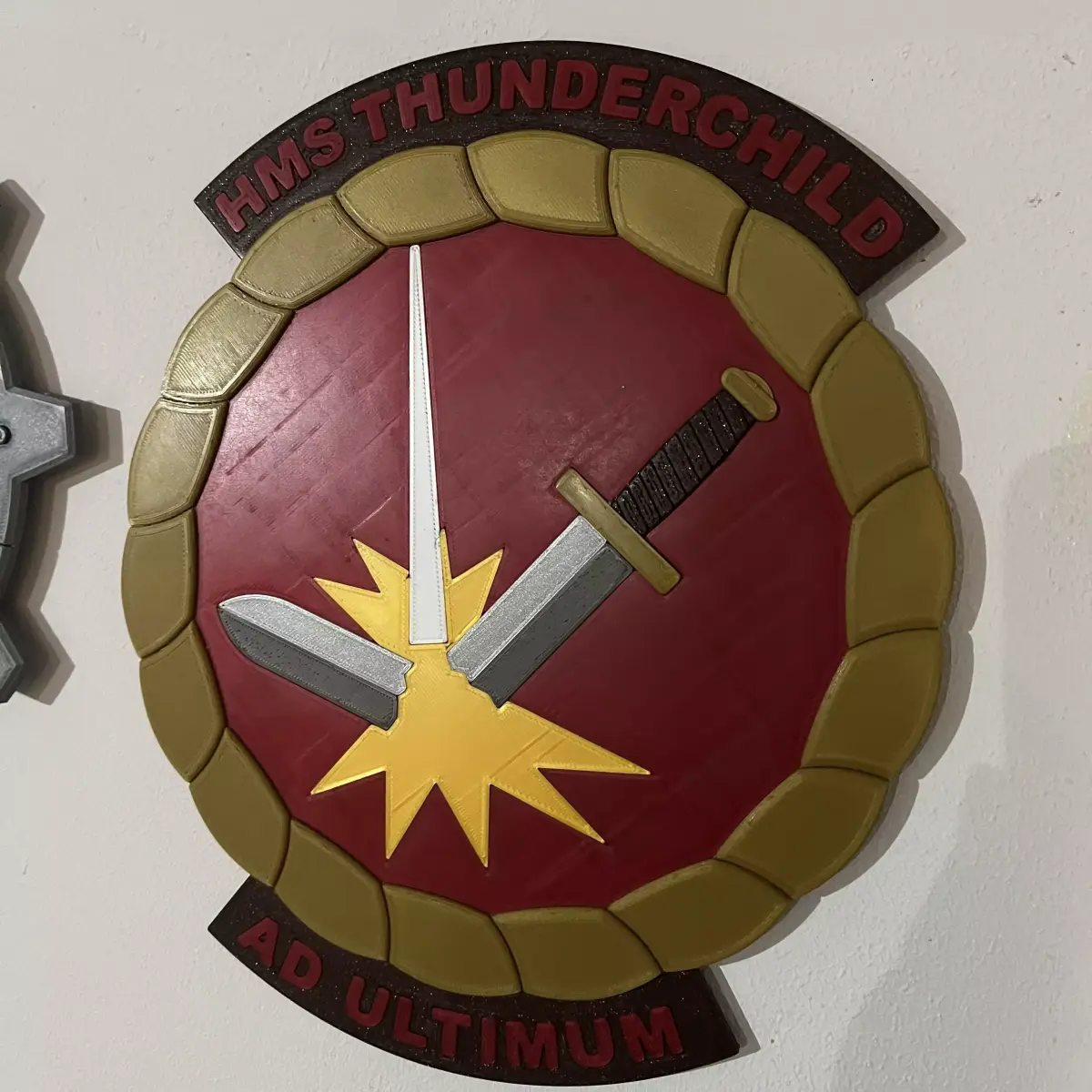 1900 HMS Thunderchild Gun Tampion Ships Badge Wall Plaque 3D print model