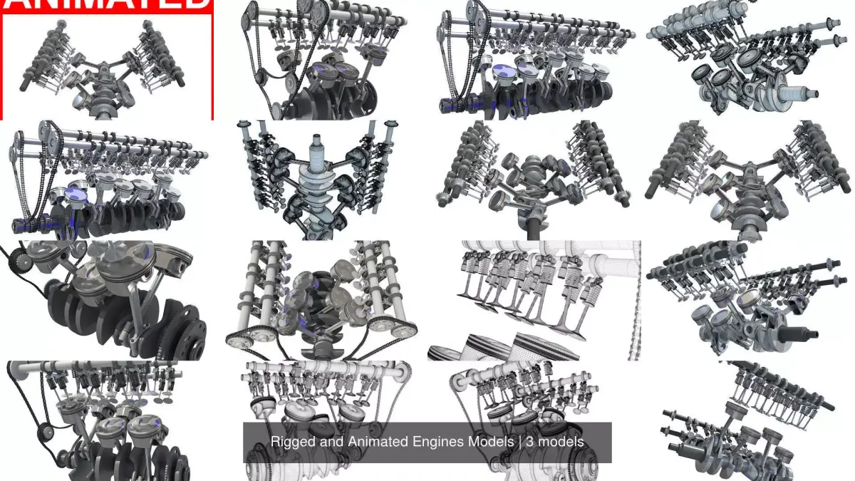 Rigged and Animated Engines Models 3D Model Pack