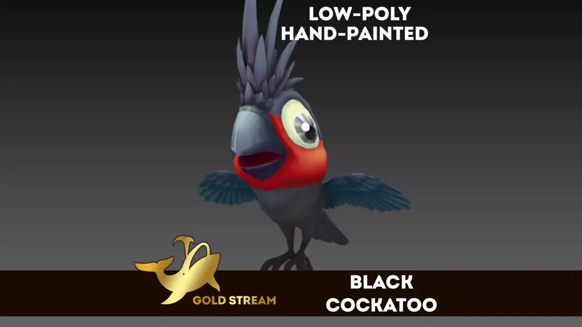 Black Cockatoo Low-poly 3D model