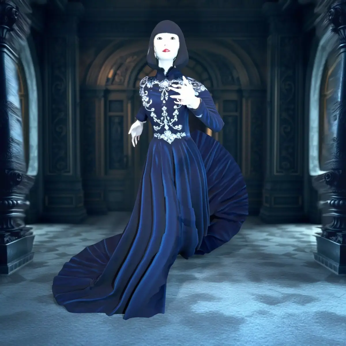 Elegant Blue Dress model pack Low-poly 3D model