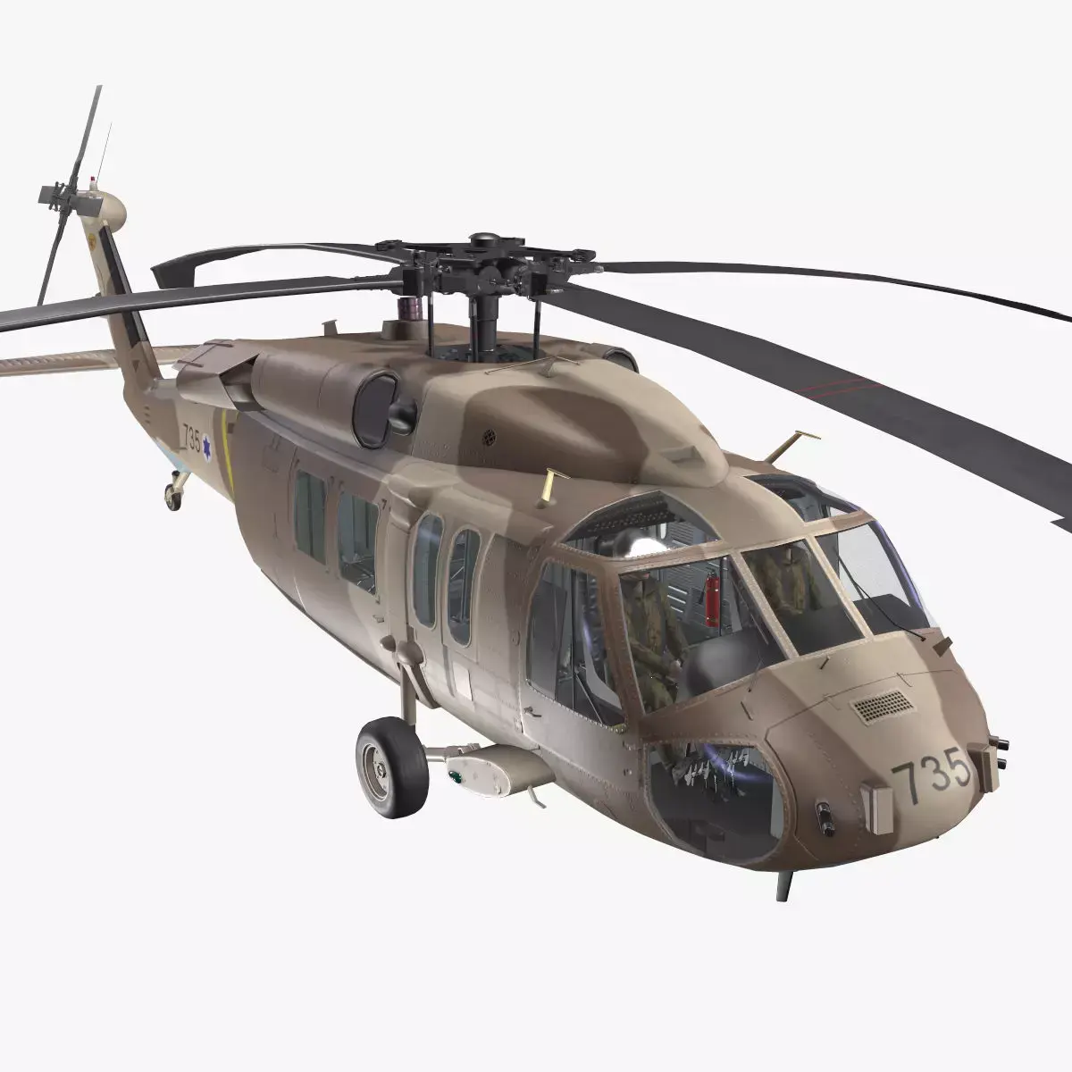 UH-60 Israel Basic Animation Low-poly 3D model