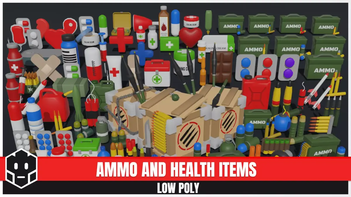 LowPoly Ammo and Health Items Low-poly 3D model