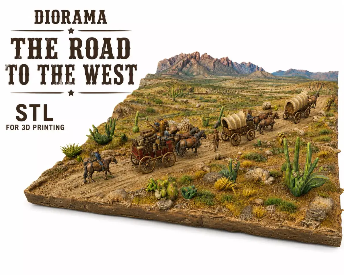 Western Wagon Train Diorama STL File for 3D Printing 3D print model