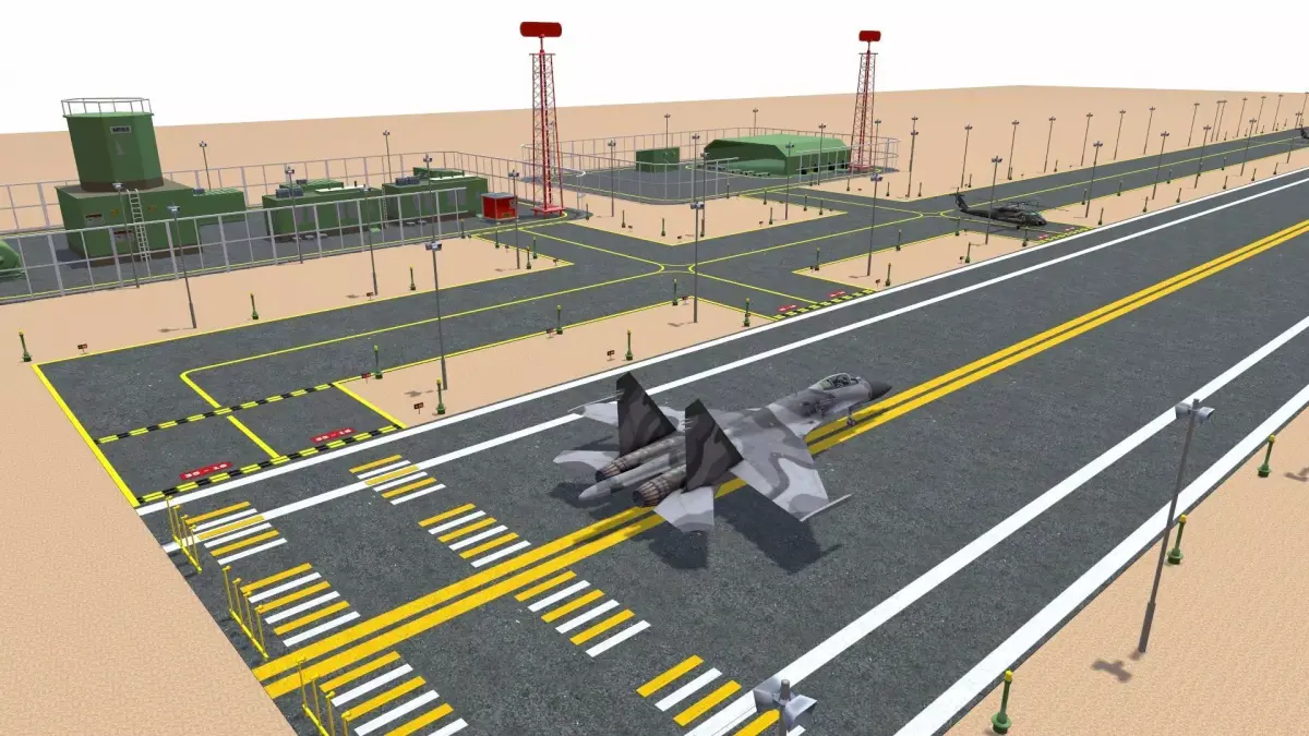 Military Airfield Low-poly 3D model