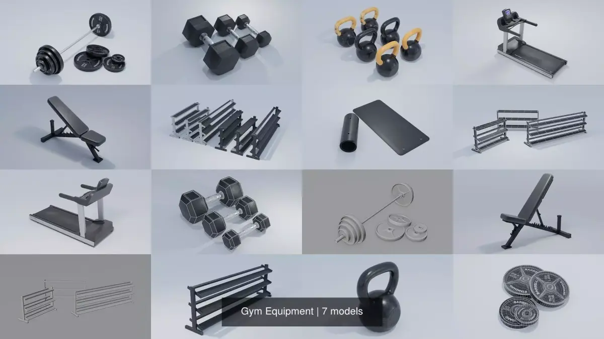 Gym Equipment 3D Model Pack