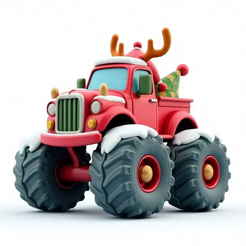Christmas Monster Truck 3D Model Festive Off Road Vehicle Low-poly 3D model