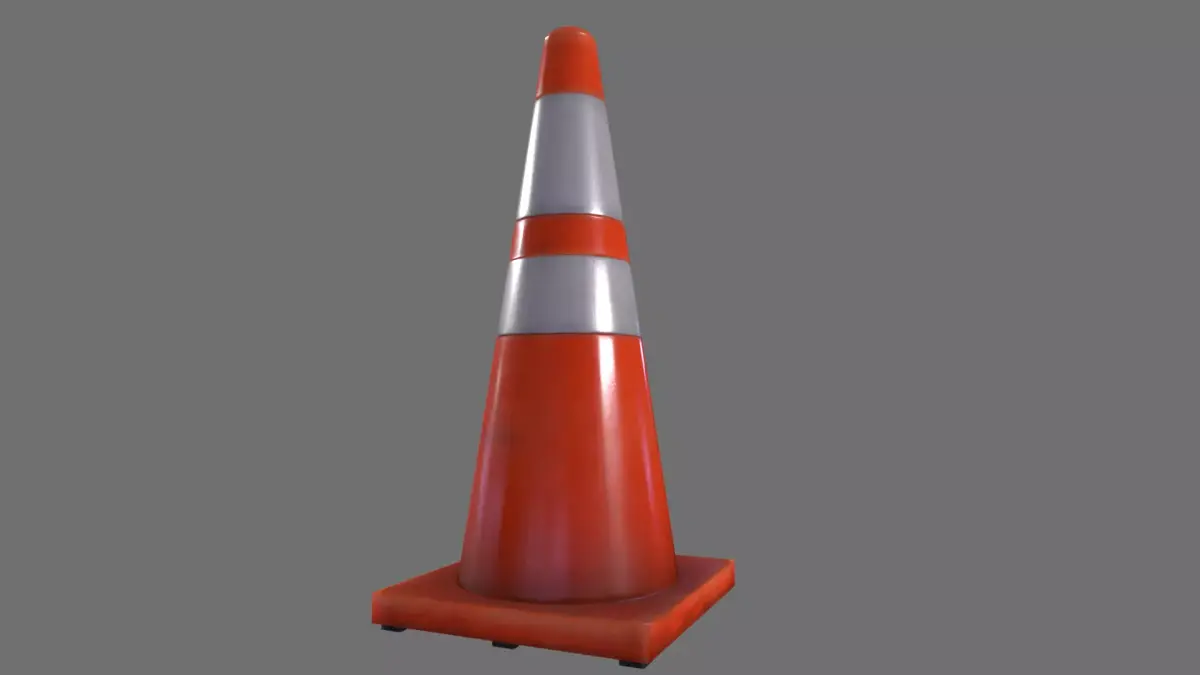 Road Cone Low-poly 3D model 2
