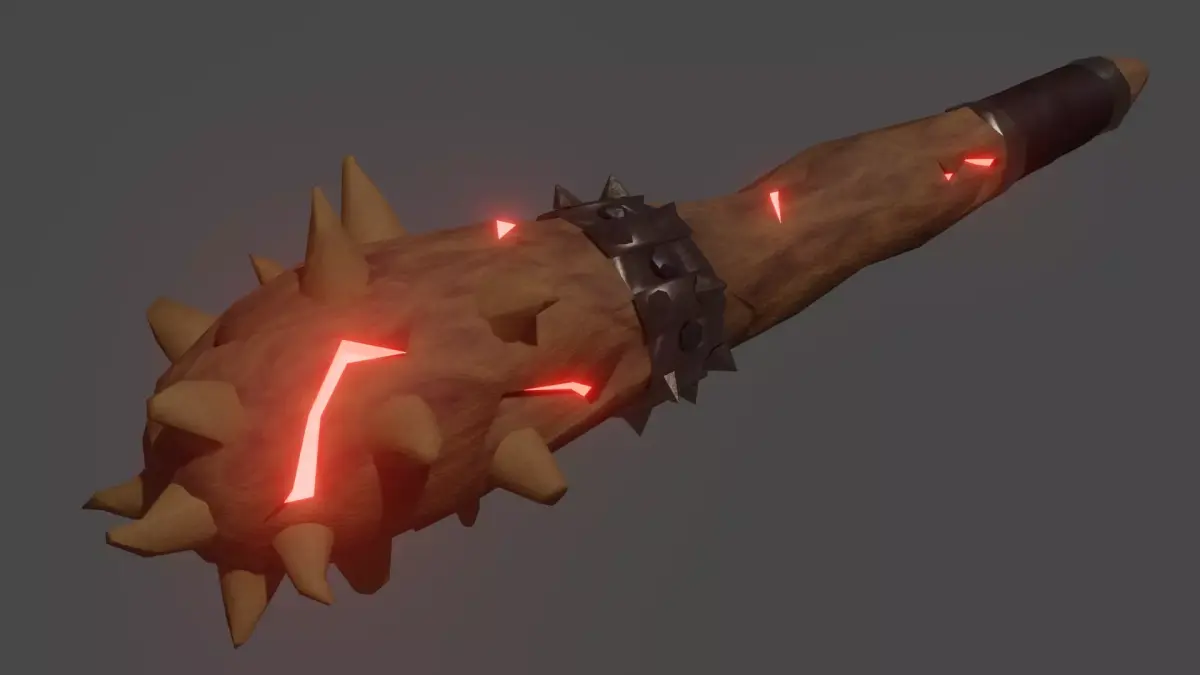 baton spiked weapon with lights Low-poly 3D model