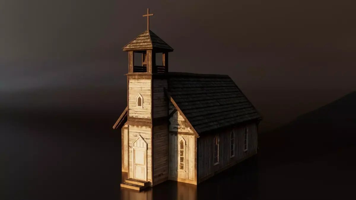 Old Wooden Church Low-poly 3D model