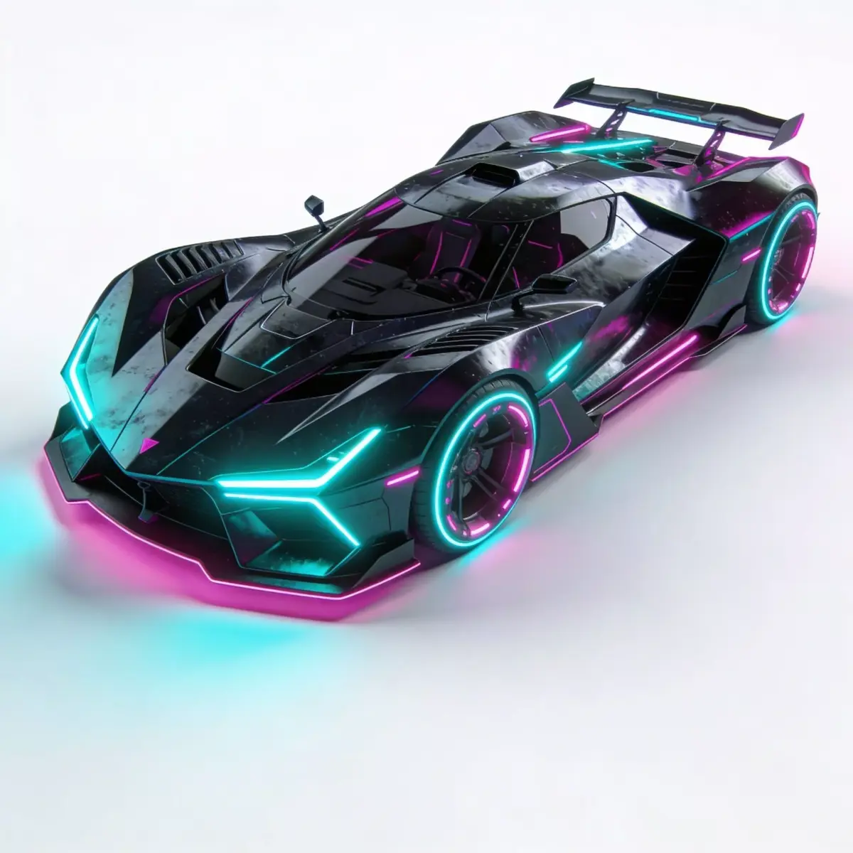 Sci-Fi Cyberpunk Neon Hypercar Low-poly 3D model