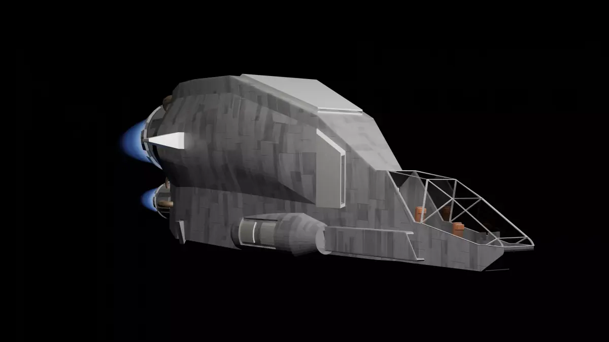 small spaceship with large engines 3D model