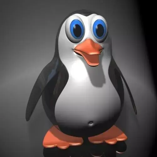 Penguin cartoon rigged Low-poly 3D model