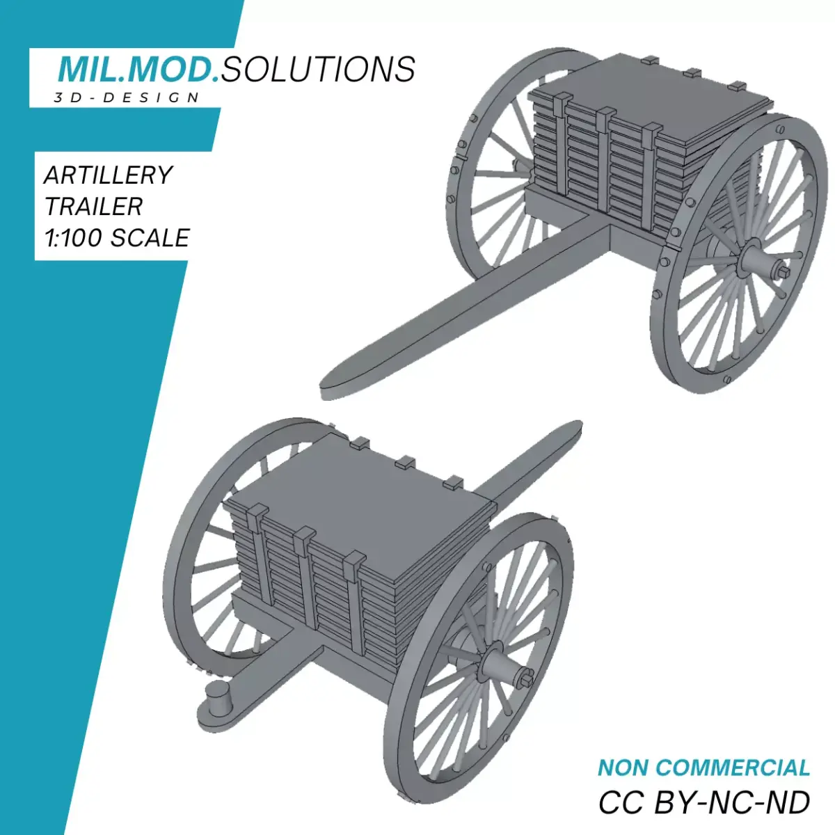 Artillerie Zugwagen mit Reinigungsstab 3D print model