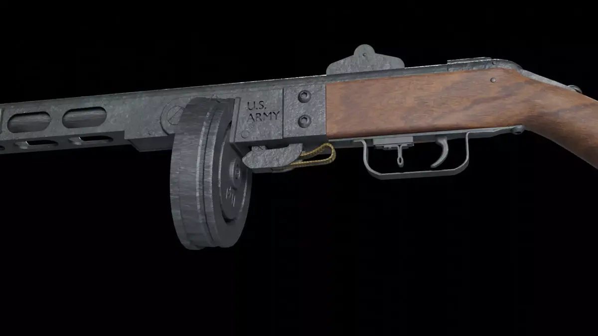 ppsh41 gun Low-poly 3D model