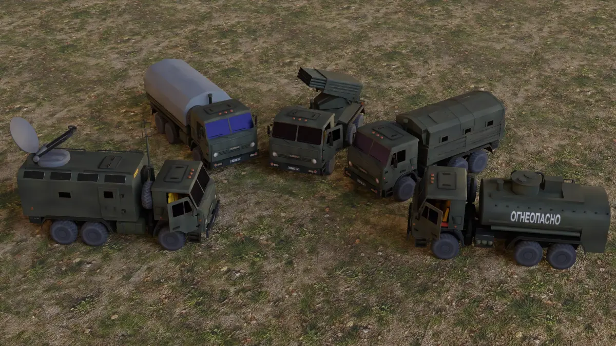 Russian Military Kamaz Truck APC Grad Command Tanker Vehicle Low-poly 3D model