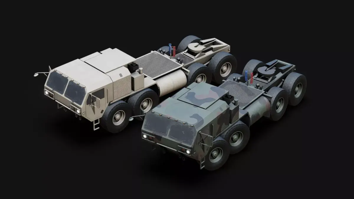 Military Tractor Unit Low-poly 3D model