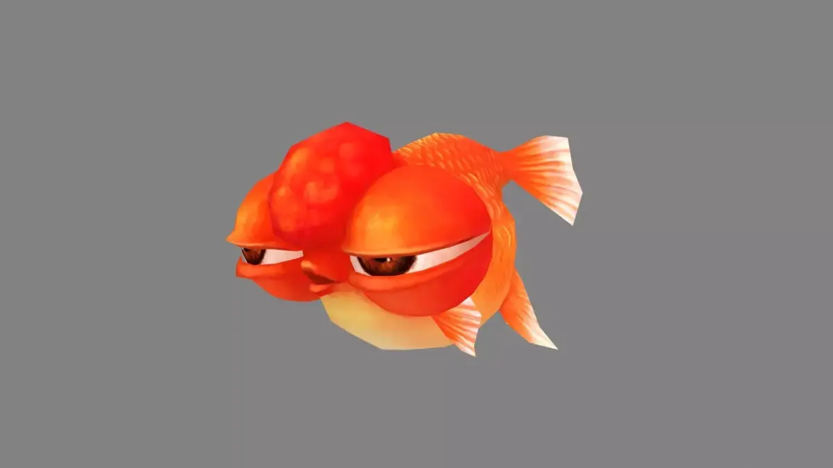 Cartoon big eyed goldfish Low-poly 3D model