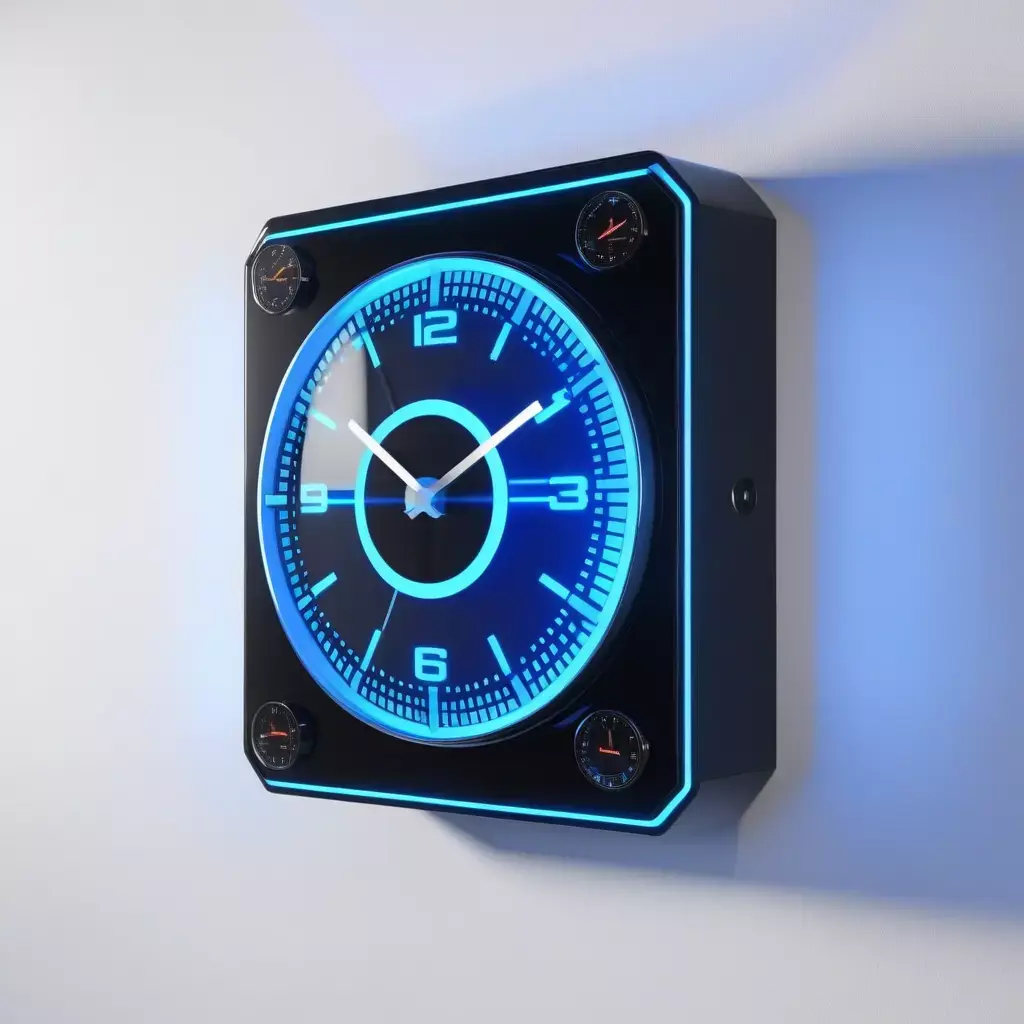 Futuristic Neon SciFi Wall Clock 3D model