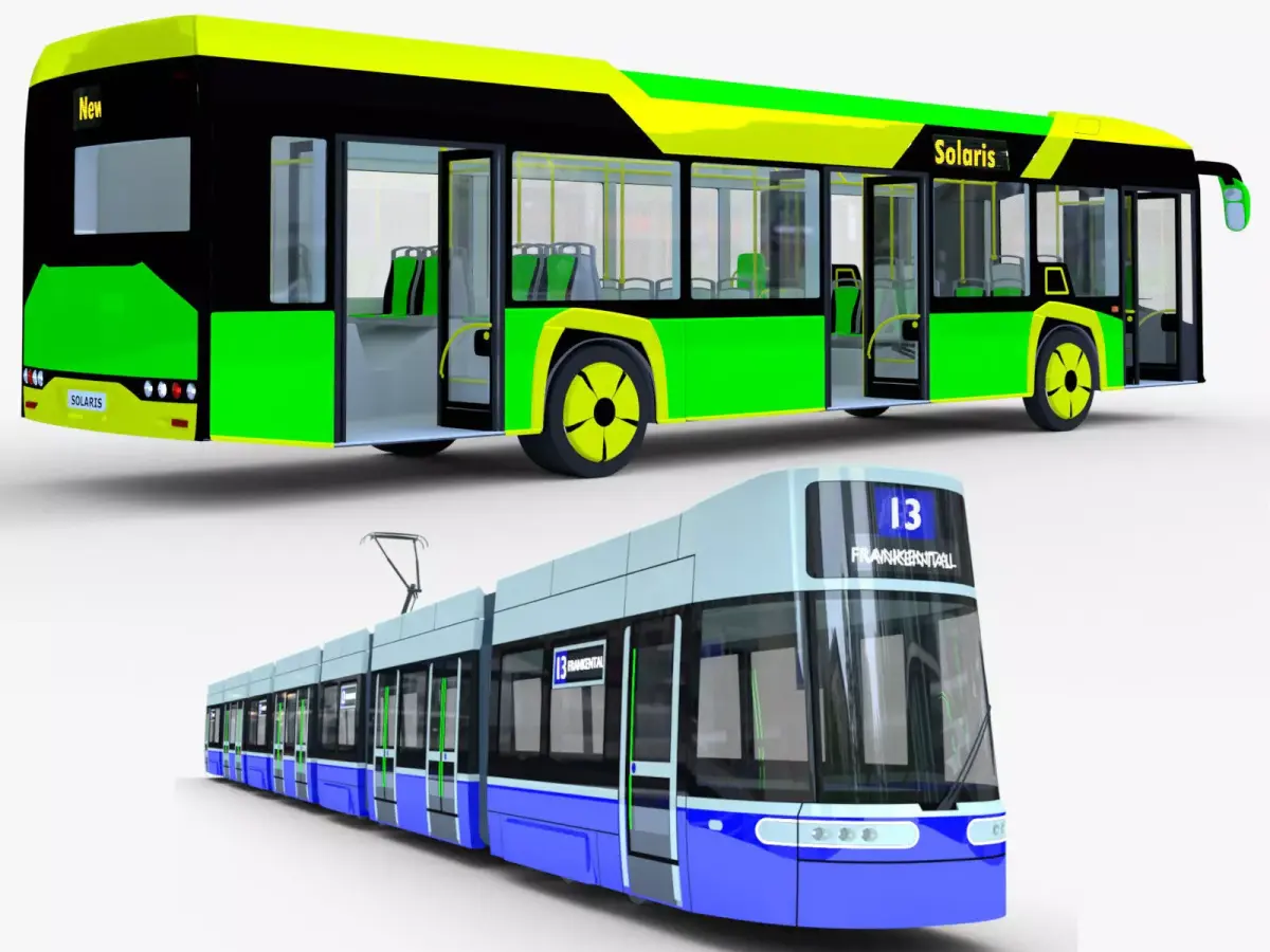 Solaris Urbino and Alstom Flexity 3D Model Pack